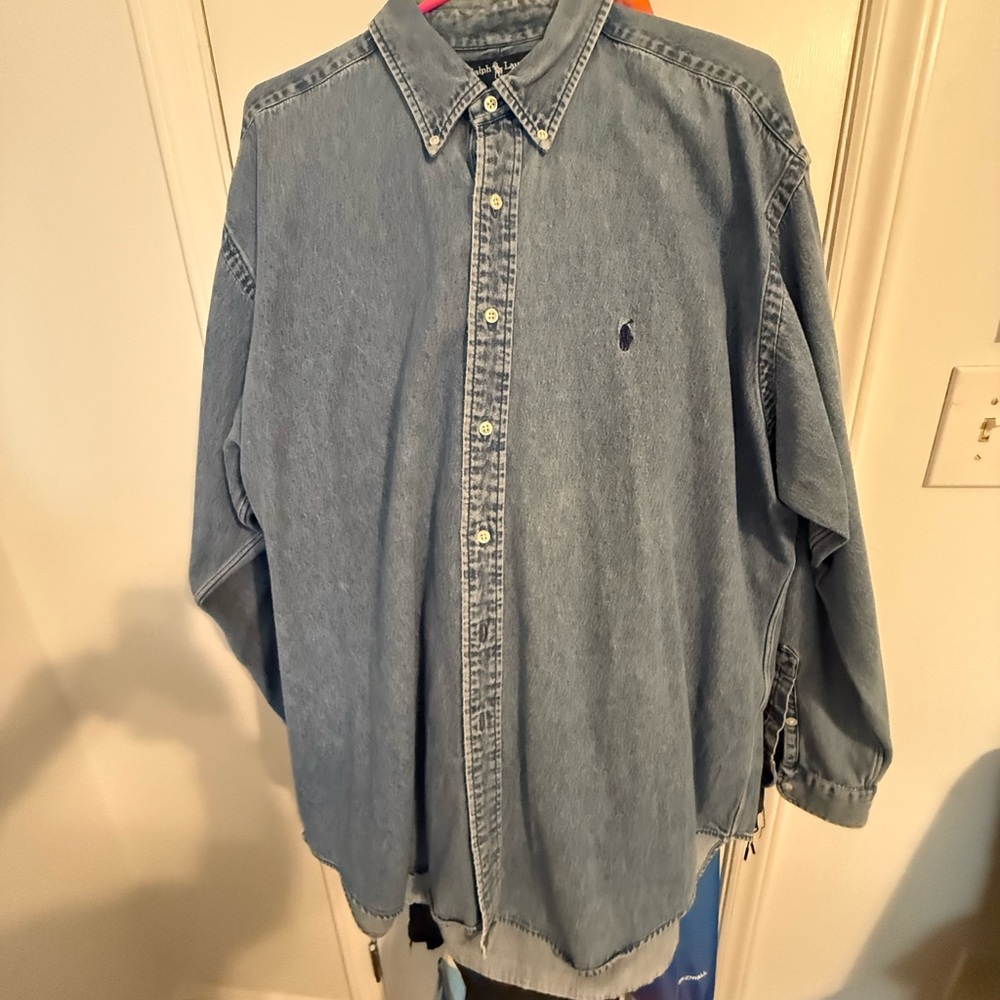 Men's Blue Denim Shirt - Ralph Lauren Polo - size XL very nice condition.